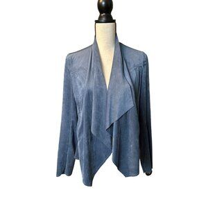 Kut from the Cloth Jacket Blue Open Draped Faux Suede Faux Suede Stretchy Small